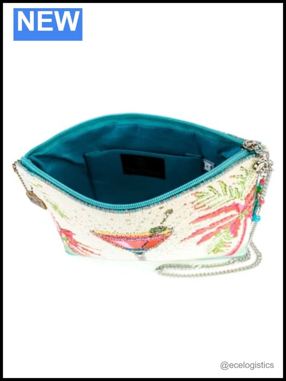 Beaded Crossbody Clutch with Removable Chain Strap Vegan-Friendly